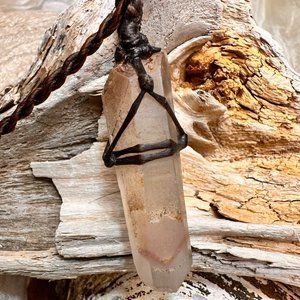 Lithium Quartz Crystal Macrame Necklace